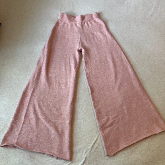 Sincerely Jules Pants - Sincerely Jules Pink Knit Wide Leg Lounge Pants Small ST669-SET Flare Trousers